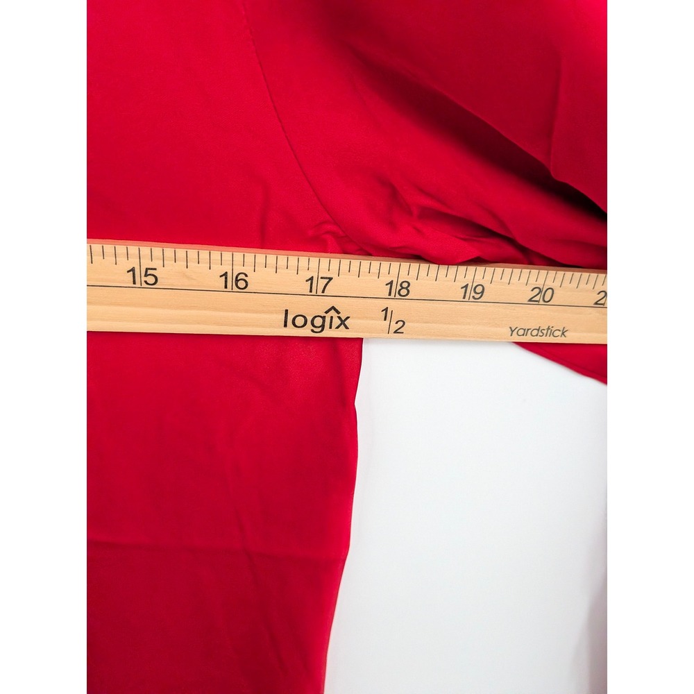 Boston Proper Silky Blouse Womens Small Red V-Neck‎ Long Sleeve Holiday Dressy - Picture 7 of 9